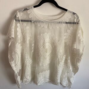 Chic Sheer White Embroidered Blouse Beach Boho‎ Cottagecore